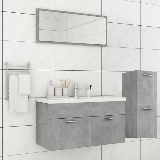 Set Mobili da Bagno Grigio Cemento in Truciolato 3071202