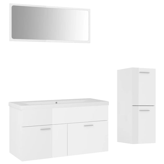 Set Mobili da Bagno Bianco Lucido in Truciolato cod mxl 12852