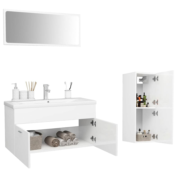 Set Mobili da Bagno Bianco Lucido in Truciolato cod mxl 12852