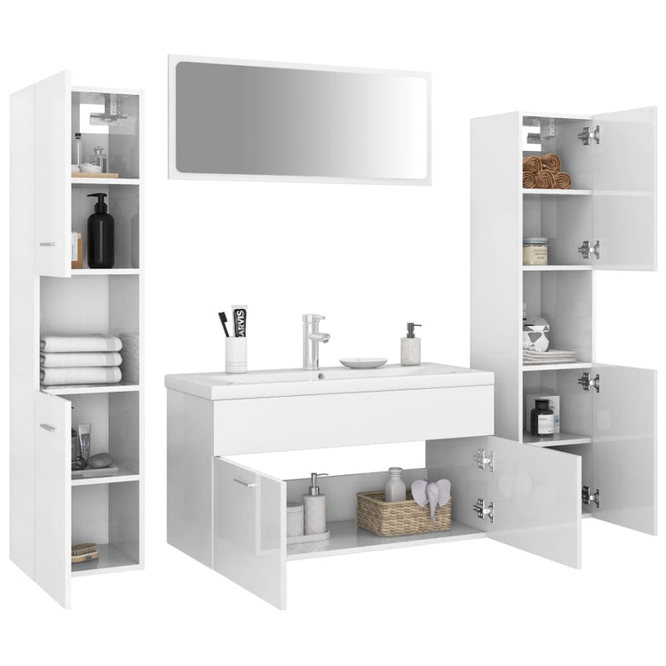 Set Mobili da Bagno Bianco Lucido in Truciolato cod mxl 9073