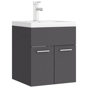 Mobile da Bagno con Lavabo Integrato Grigio in Truciolato 3071263