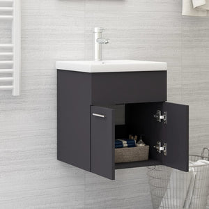 Mobile da Bagno con Lavabo Integrato Grigio in Truciolato 3071263