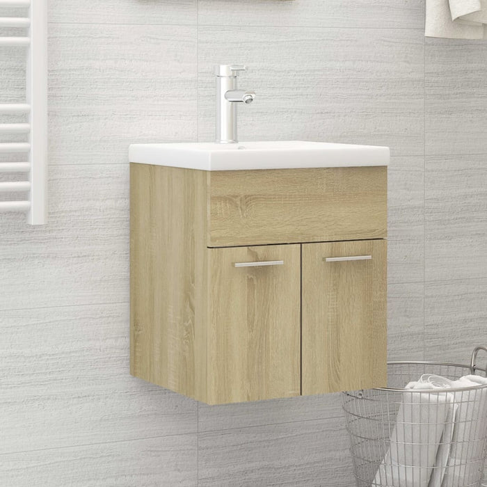 Mobile con Lavabo Integrato Rovere Sonoma in Legno Multistratocod mxl 72739