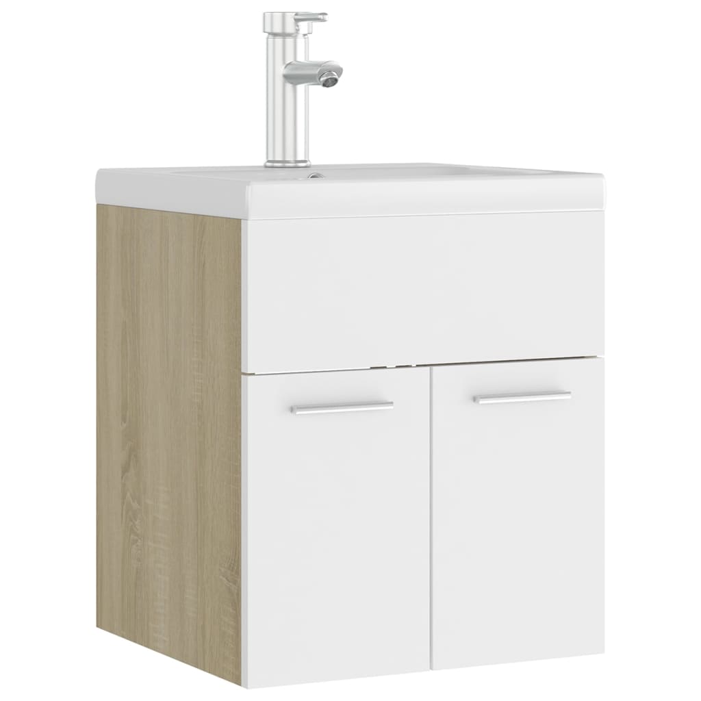 Mobile Lavabo Integrato Bianco Rovere Sonoma Legno Multistratocod mxl 72737