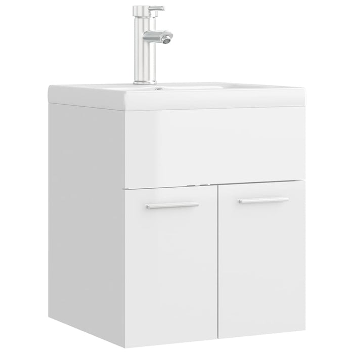 Mobile Bagno con Lavabo Integrato Bianco Lucido in Truciolato 3071267