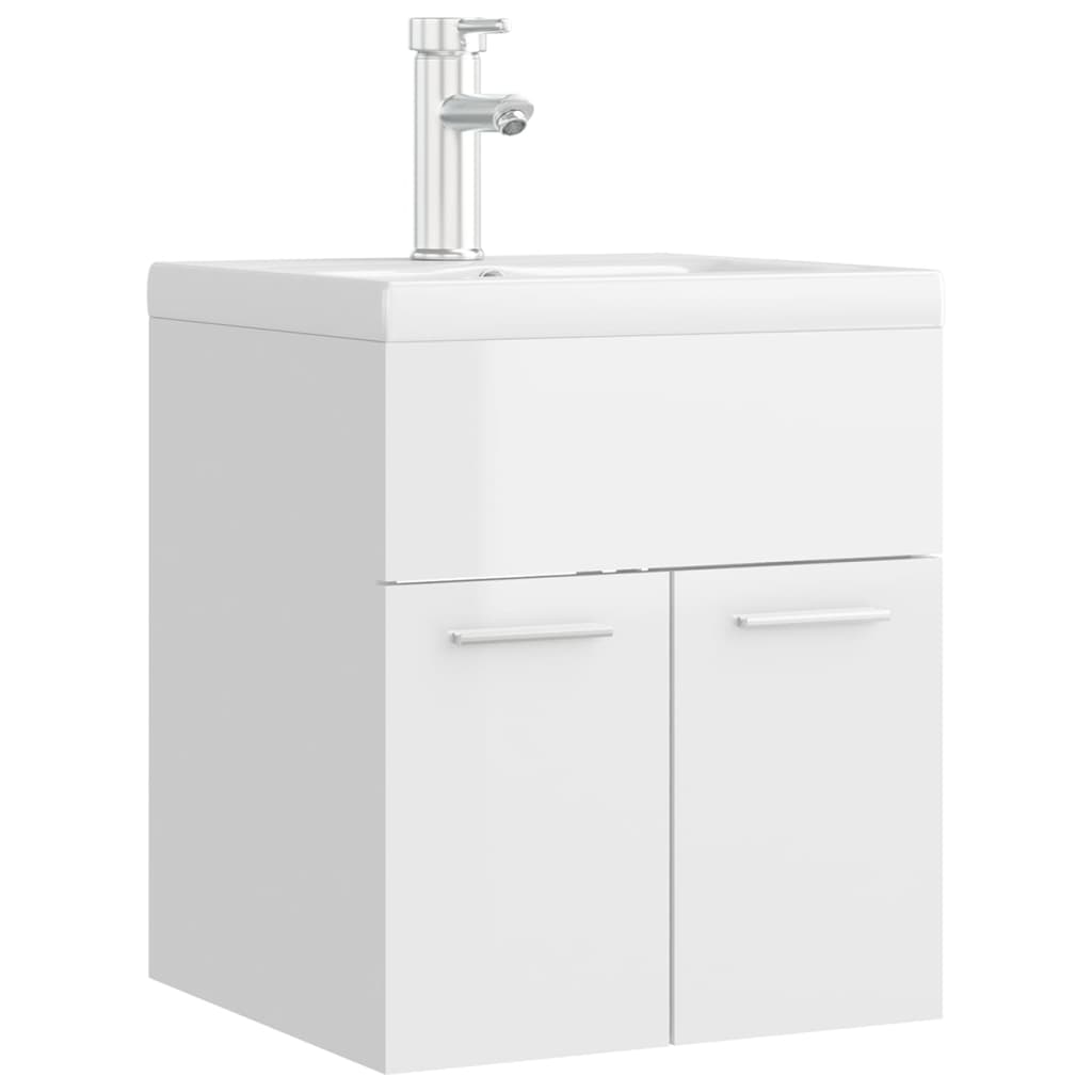 Mobile con Lavabo Integrato Bianco Lucido in Legno Multistratocod mxl 96728