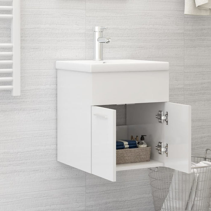 Mobile con Lavabo Integrato Bianco Lucido in Legno Multistratocod mxl 96728