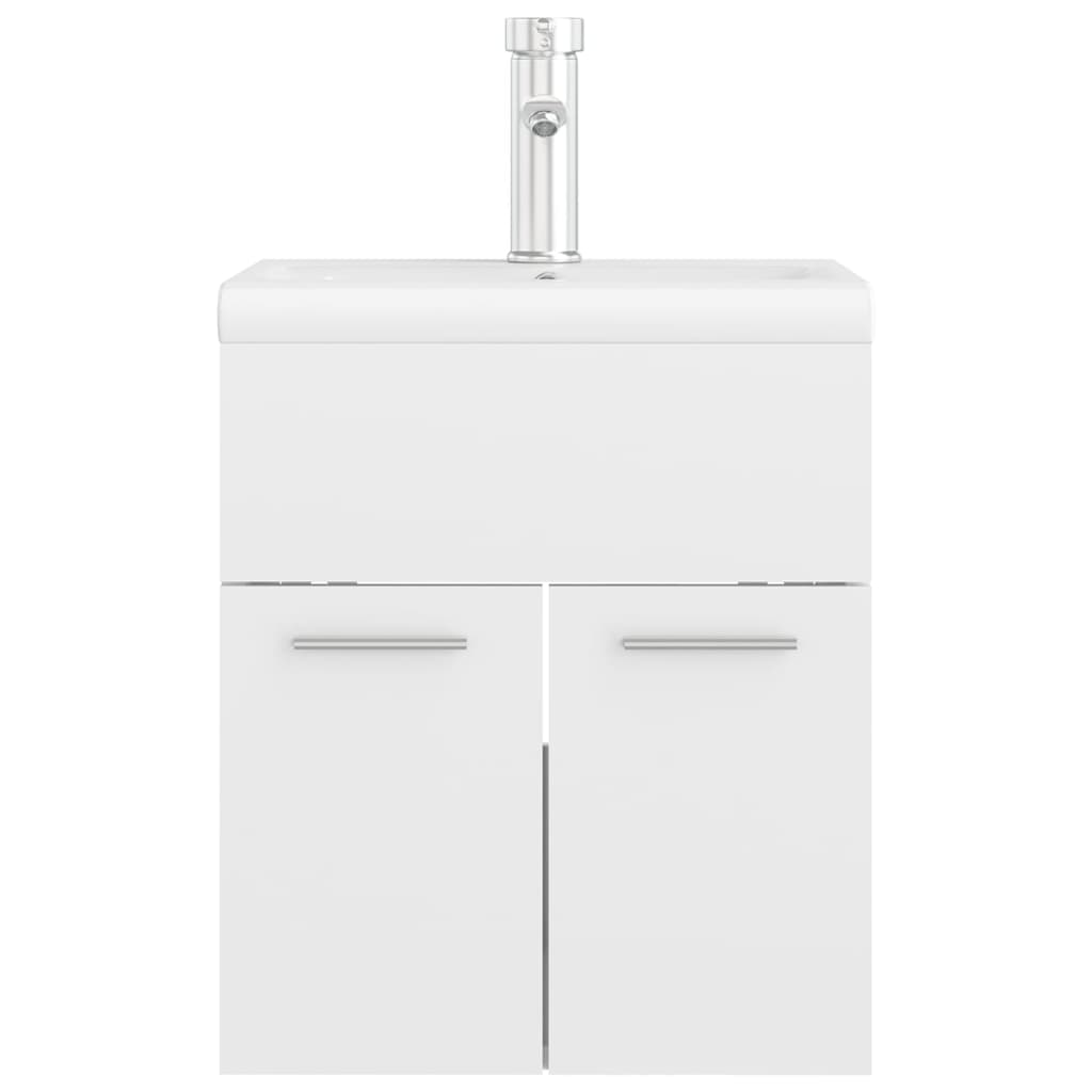 Mobile Bagno con Lavabo Integrato Bianco Lucido in Truciolato 3071267