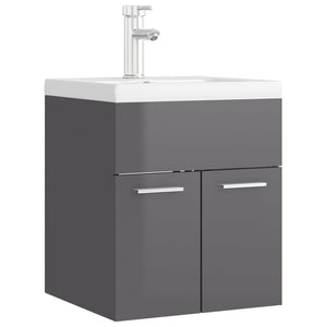 Mobile Bagno con Lavabo Integrato Grigio Lucido in Truciolato 3071269