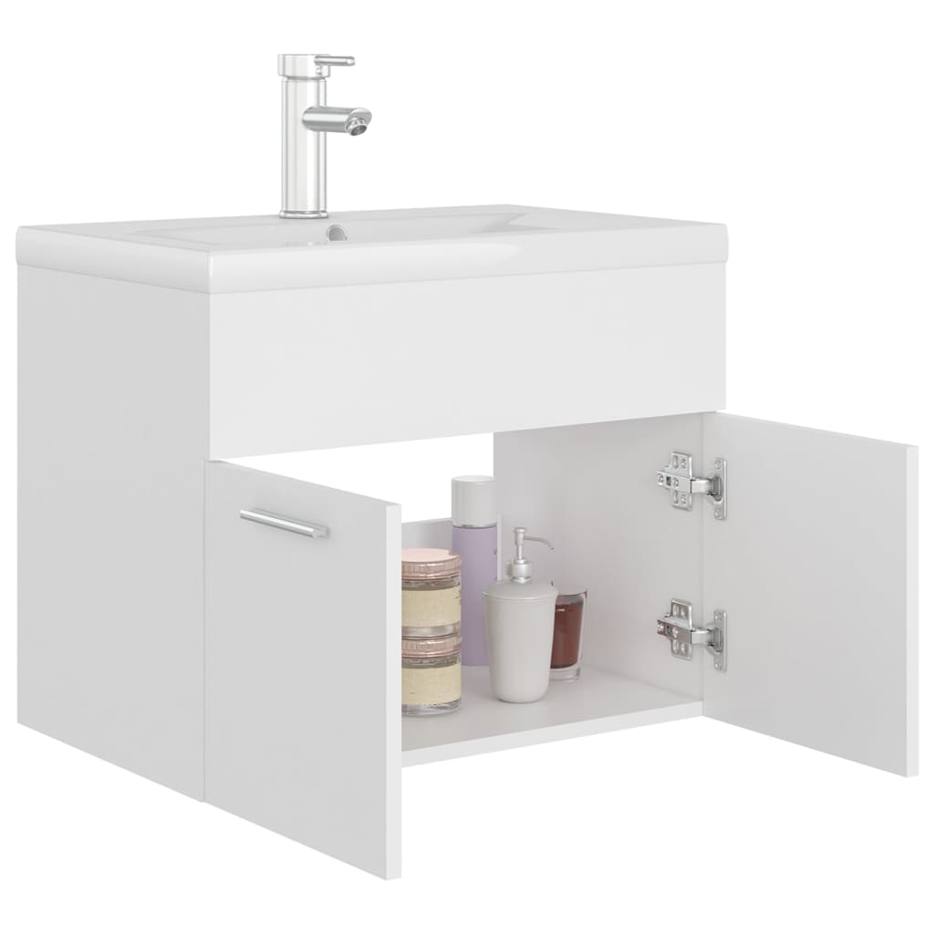 Mobile Bagno con Lavabo Integrato Bianco in Truciolato 3071270