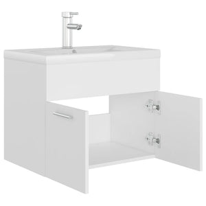 Mobile con Lavabo Integrato Bianco in Legno Multistrato 3071270