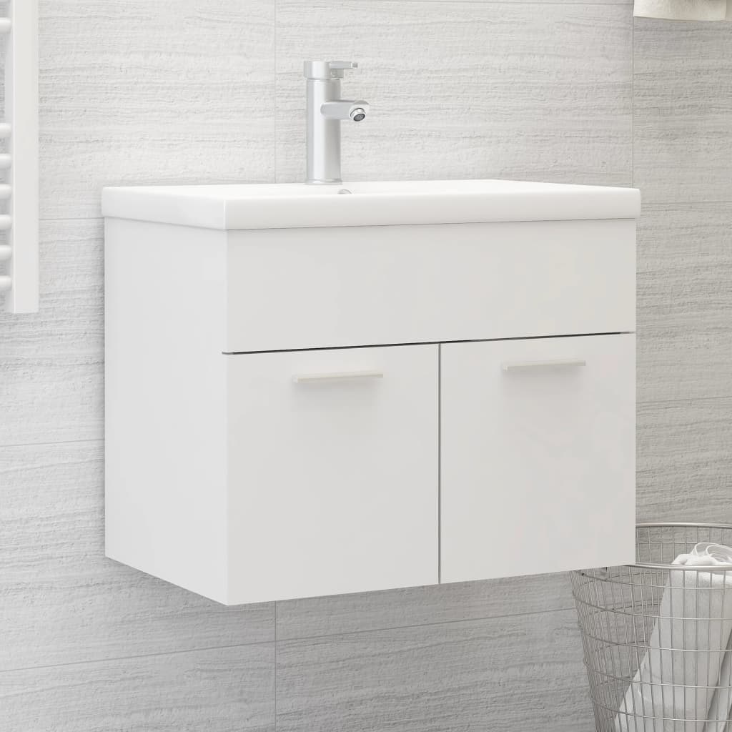 Mobile Bagno con Lavabo Integrato Bianco in Truciolato 3071270