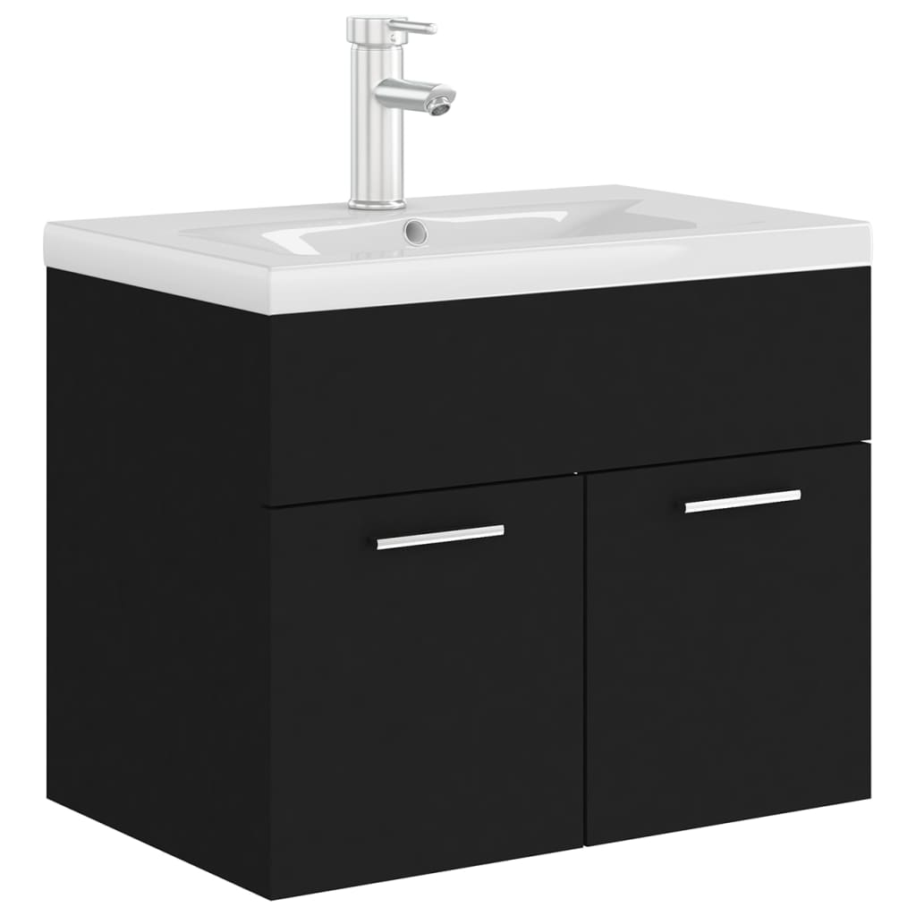 Mobile Bagno con Lavabo Integrato Nero in Truciolato 3071271