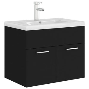 Mobile Bagno con Lavabo Integrato Nero in Truciolato 3071271