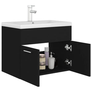 Mobile Bagno con Lavabo Integrato Nero in Truciolato 3071271