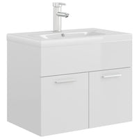 Mobile con Lavabo Integrato Bianco Lucido in Legno Multistratocod mxl 120659