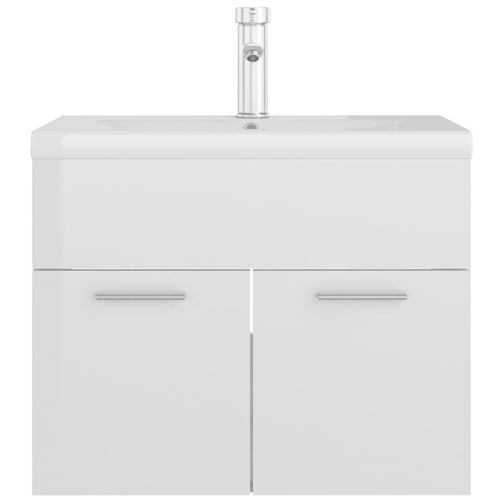 Mobile con Lavabo Integrato Bianco Lucido in Legno Multistratocod mxl 120659