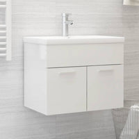 Mobile con Lavabo Integrato Bianco Lucido in Legno Multistratocod mxl 120659