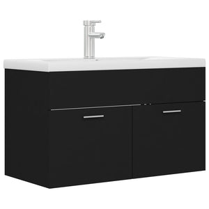 Mobile da Bagno con Lavabo Integrato Nero in Truciolato 3071280