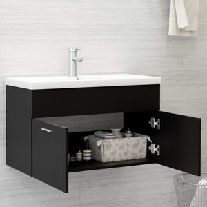 Mobile da Bagno con Lavabo Integrato Nero in Truciolato 3071280