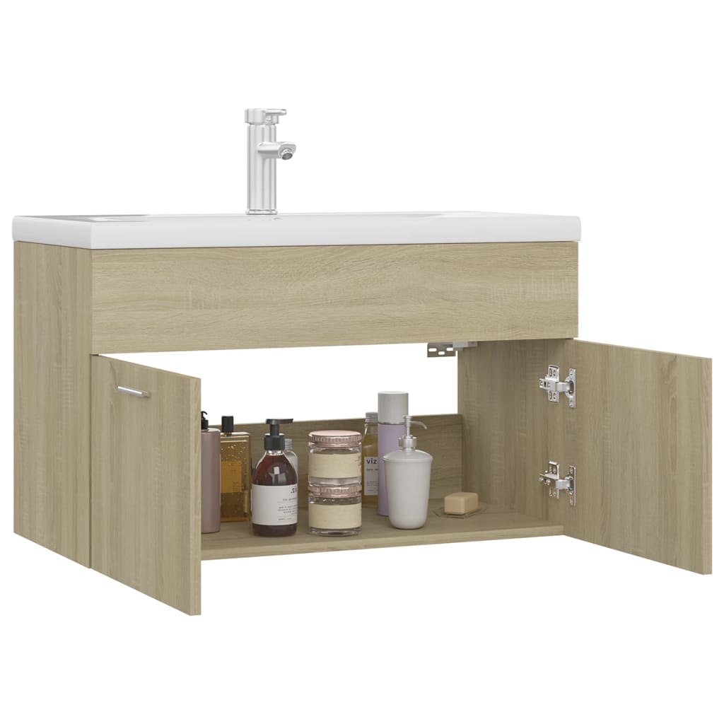 Mobile con Lavabo Integrato Rovere Sonoma in Legno Multistrato 3071282