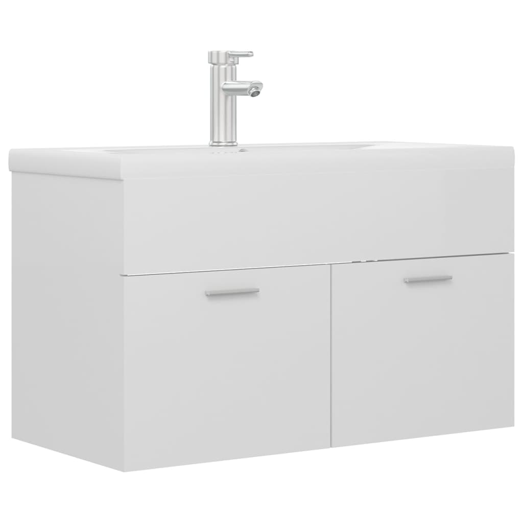 Mobile con Lavabo Integrato Bianco Lucido in Legno Multistratocod mxl 72743