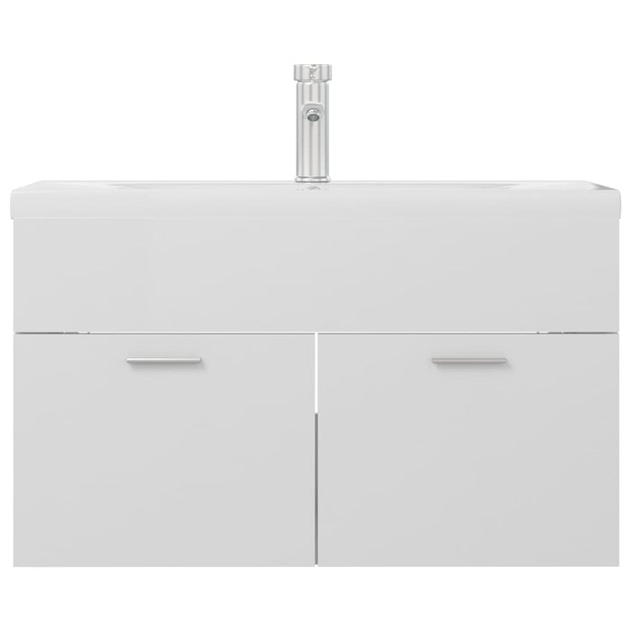 Mobile con Lavabo Integrato Bianco Lucido in Legno Multistratocod mxl 72743