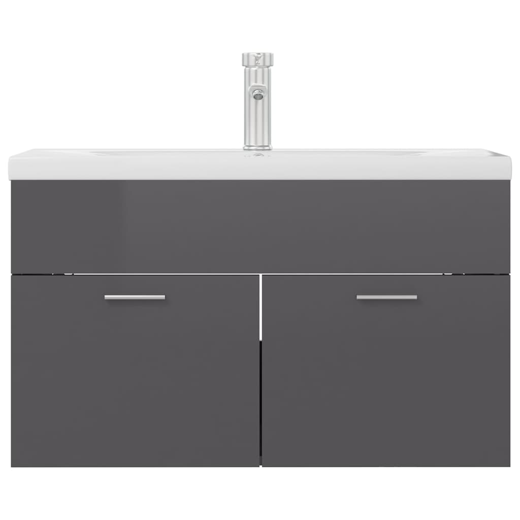 Mobile con Lavabo Integrato Grigio Lucido in Legno Multistratocod mxl 72731