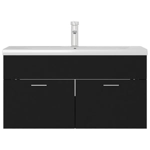 Mobile con Lavabo Integrato Nero in Legno Multistrato 3071289