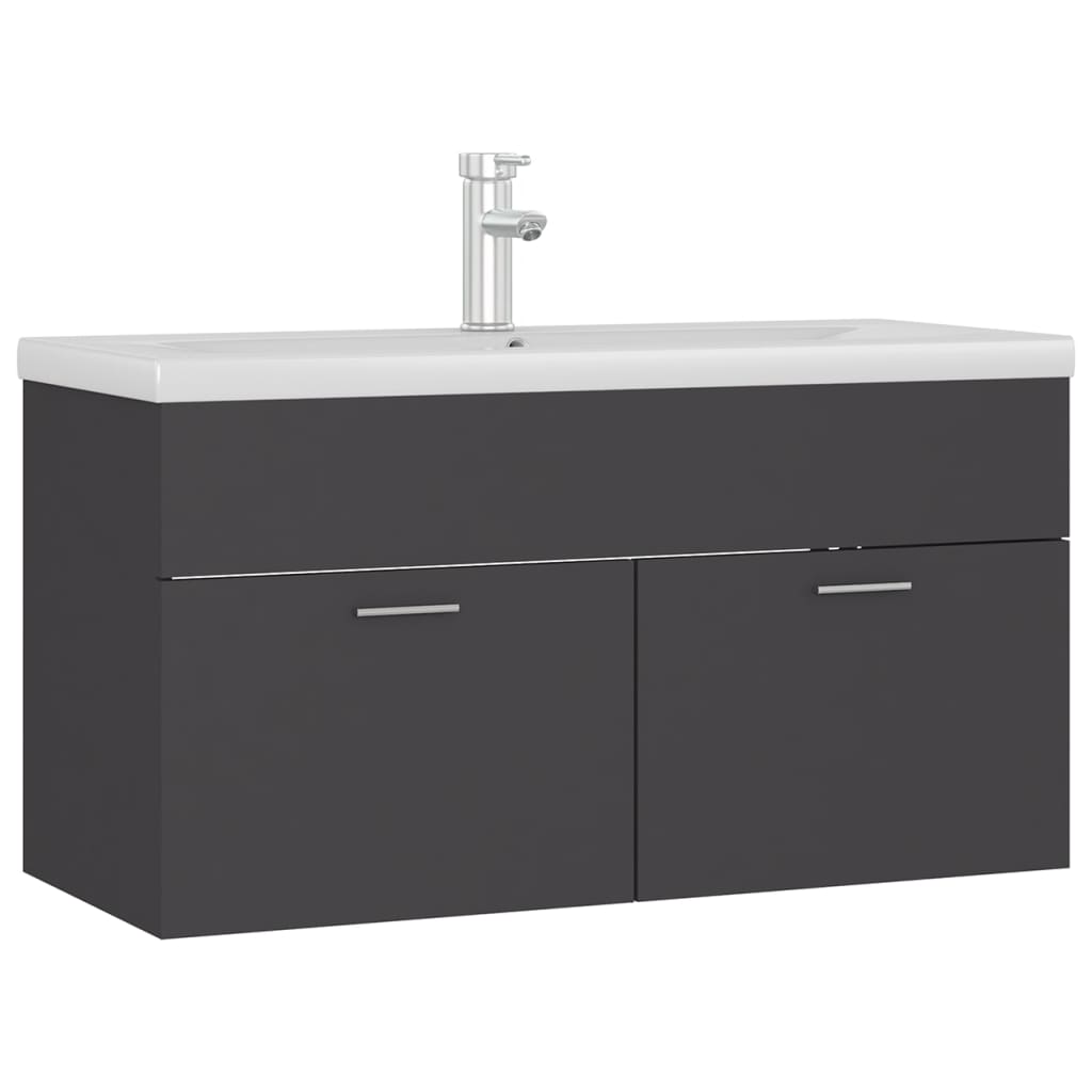 Mobile con Lavabo Integrato Grigio in Legno Multistrato 3071290