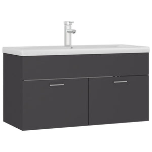 Mobile con Lavabo Integrato Grigio in Legno Multistrato 3071290