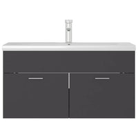 Mobile con Lavabo Integrato Grigio in Legno Multistrato 3071290