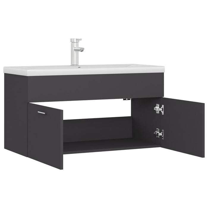 Mobile con Lavabo Integrato Grigio in Legno Multistrato 3071290