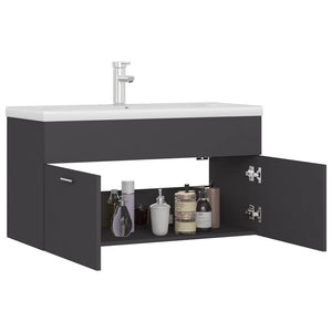 Mobile con Lavabo Integrato Grigio in Legno Multistrato 3071290