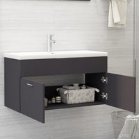 Mobile da Bagno con Lavabo Integrato Grigio in Truciolato 3071290