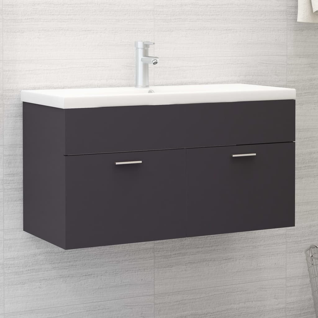 Mobile con Lavabo Integrato Grigio in Legno Multistratocod mxl 96729