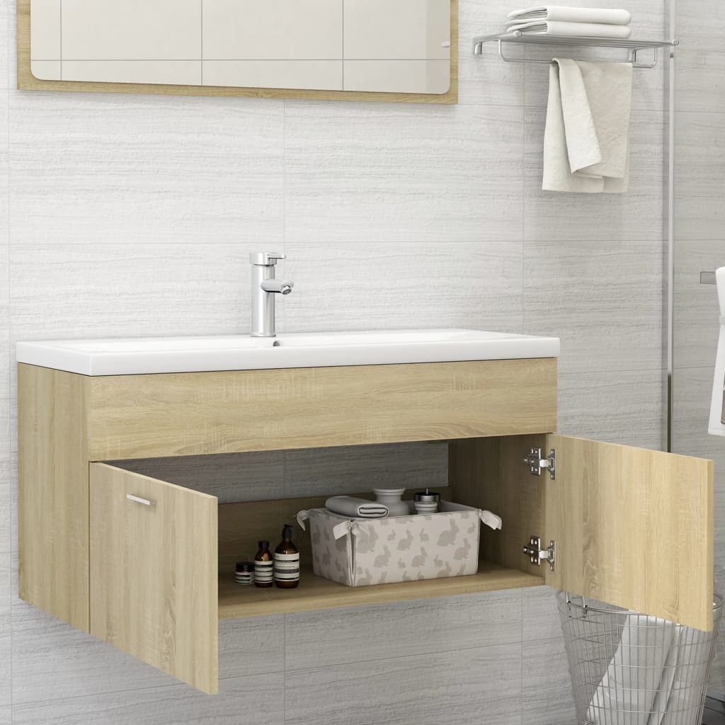 Mobile Bagno con Lavabo Integrato Rovere Sonoma in Truciolato 3071300