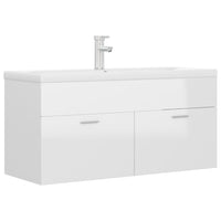 Mobile Bagno con Lavabo Integrato Bianco Lucido in Truciolato 3071303