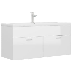 Mobile Bagno con Lavabo Integrato Bianco Lucido in Truciolato 3071303