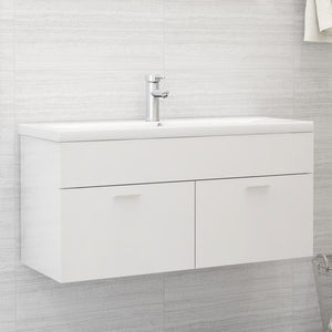 Mobile Bagno con Lavabo Integrato Bianco Lucido in Truciolato 3071303