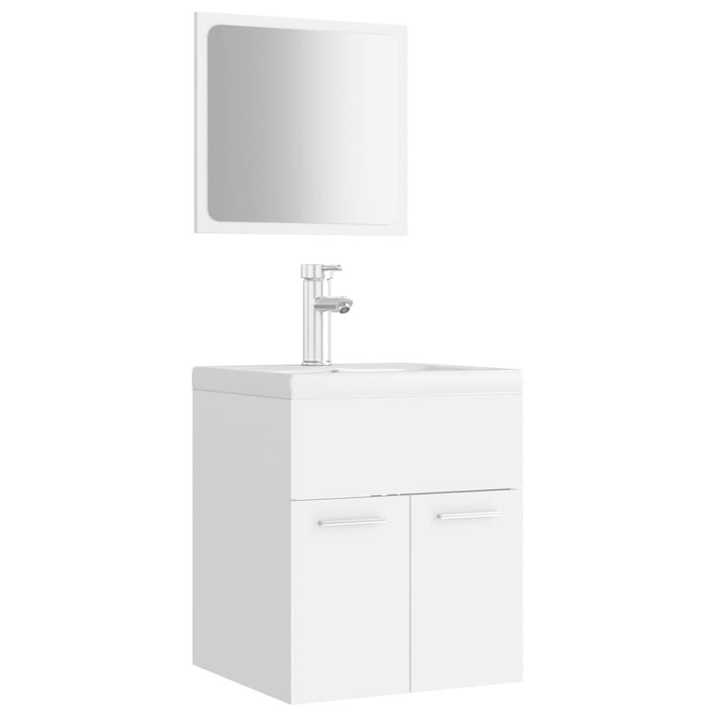 Set Mobili da Bagno Bianco in Legno Multistrato 3071306