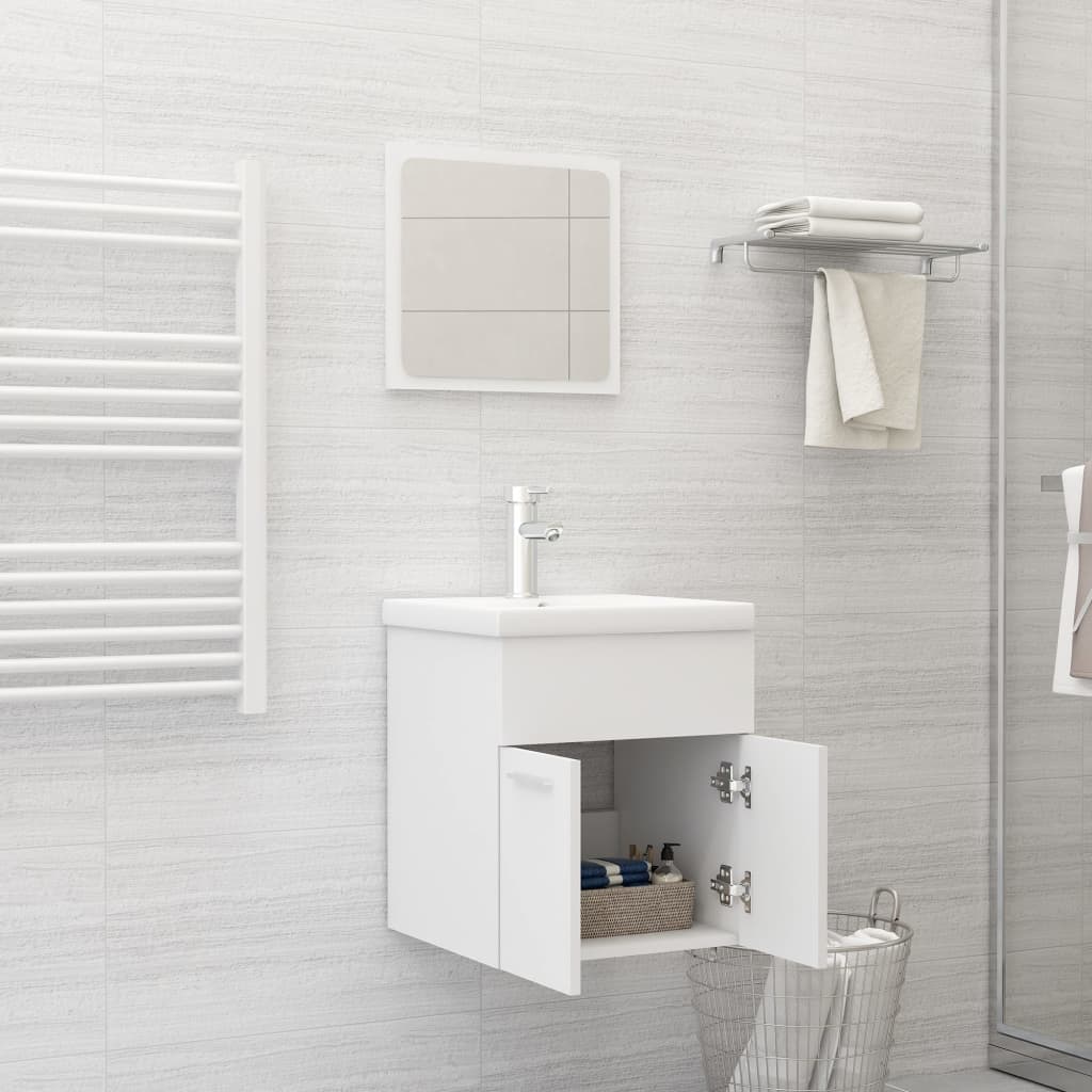 Set Mobili da Bagno Bianco in Legno Multistrato 3071306