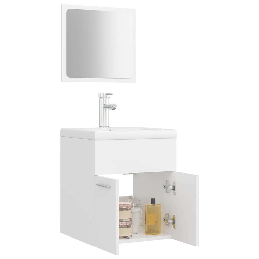 Set Mobili da Bagno Bianco in Legno Multistrato 3071306