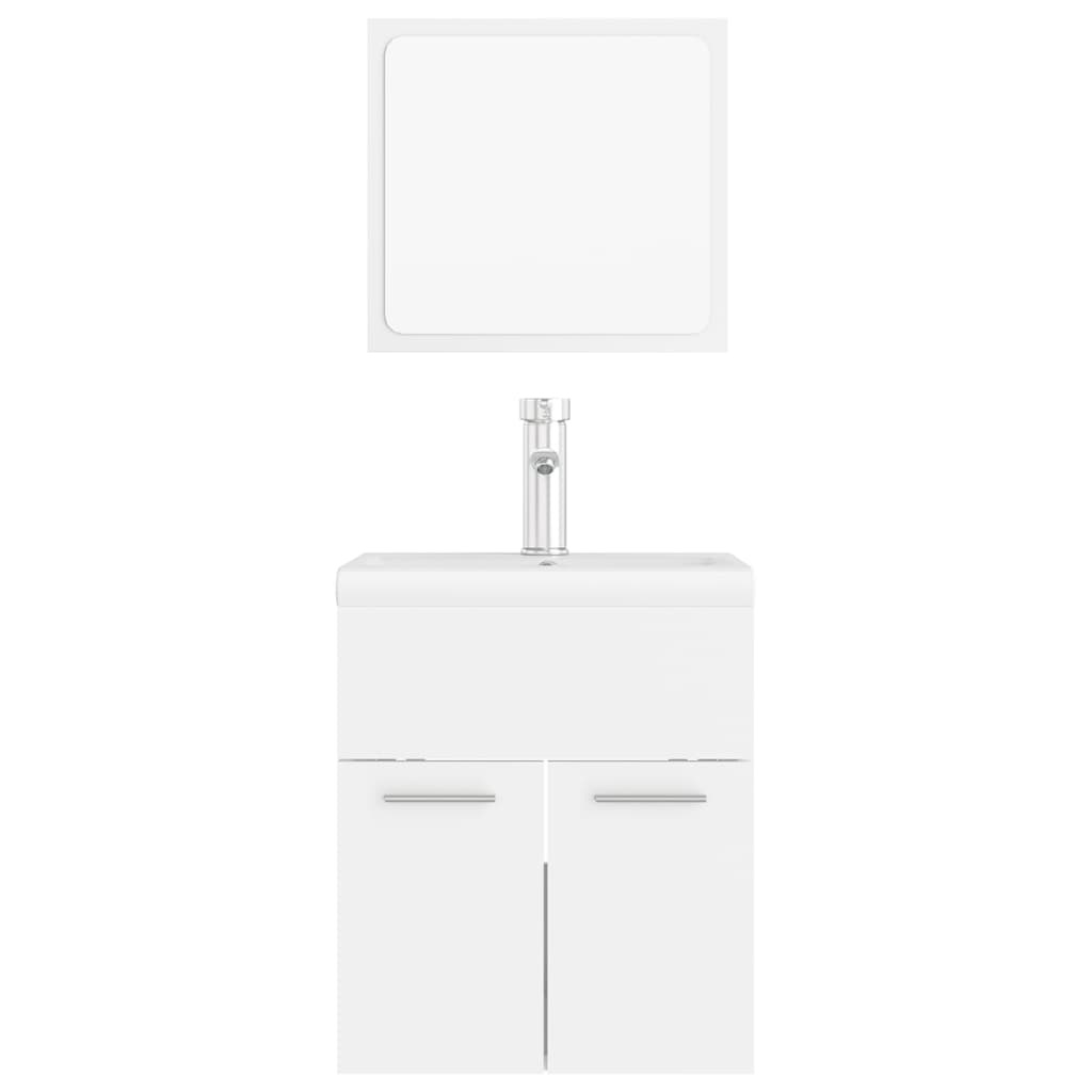 Set Mobili da Bagno Bianco in Legno Multistrato 3071306