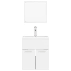 Set Mobili da Bagno Bianco in Legno Multistrato 3071306