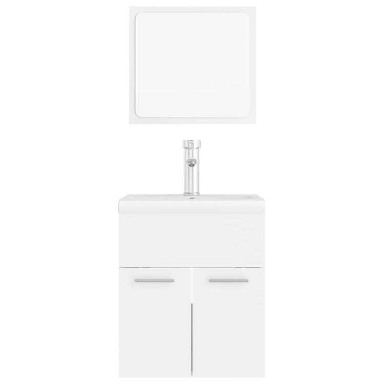 Set Mobili da Bagno Bianco in Legno Multistrato 3071306