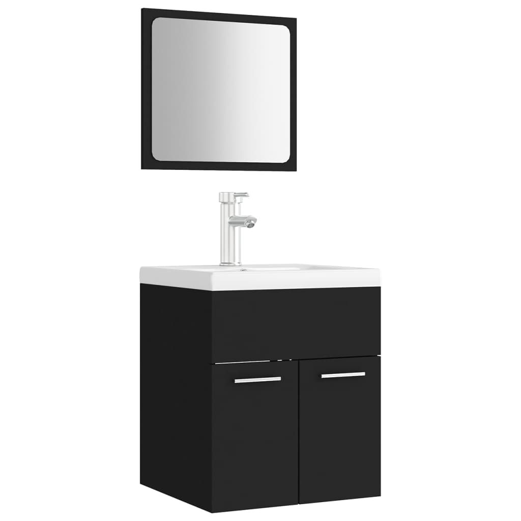 Set Mobili da Bagno Nero in Legno Multistrato 3071307