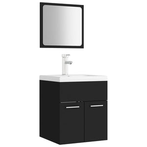 Set Mobili da Bagno Nero in Legno Multistrato 3071307