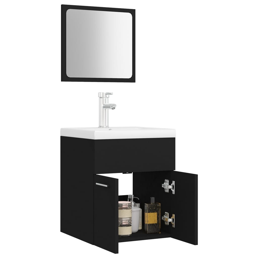 Set Mobili da Bagno Nero in Legno Multistrato 3071307