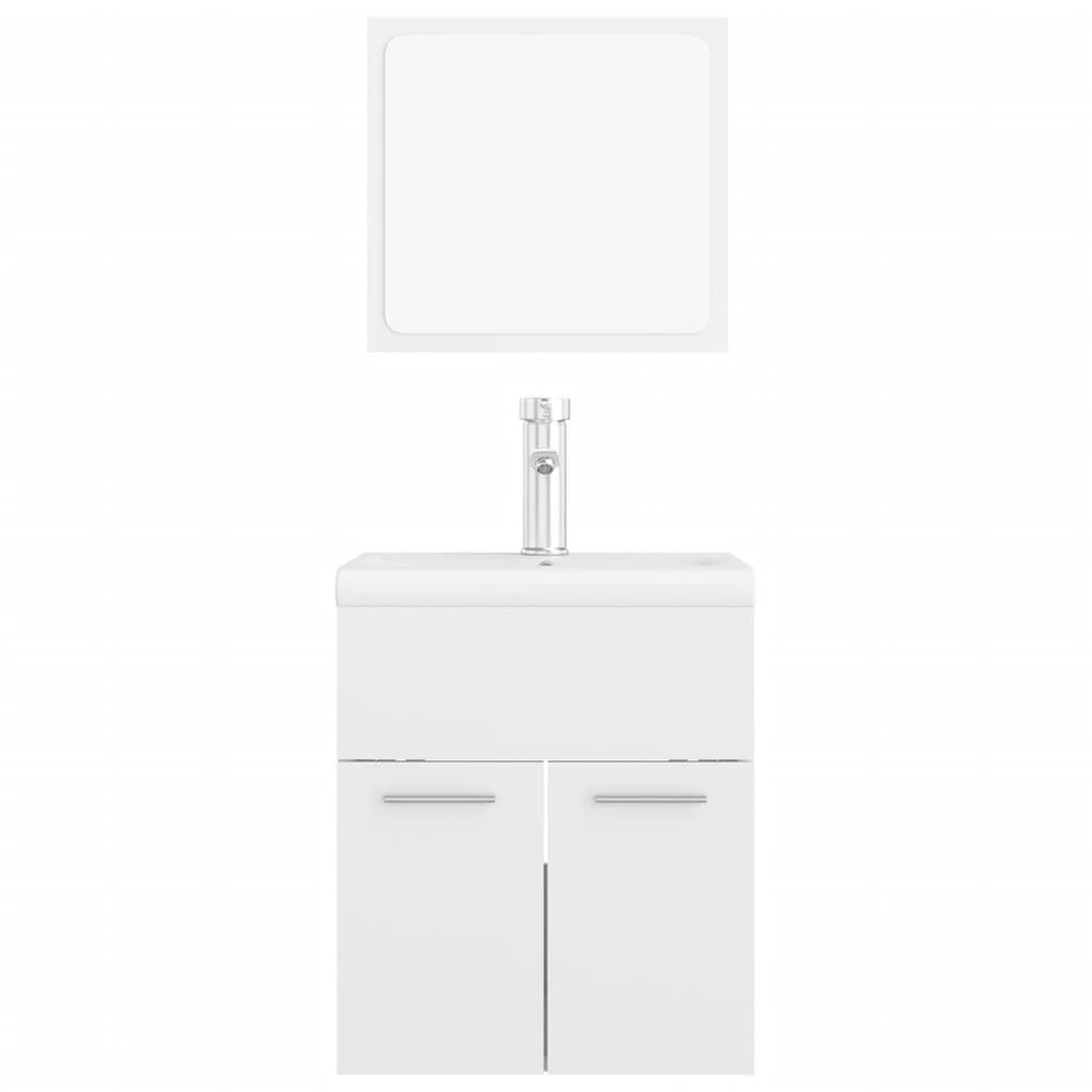 Set Mobili da Bagno Bianco Lucido in Legno Multistrato 3071312